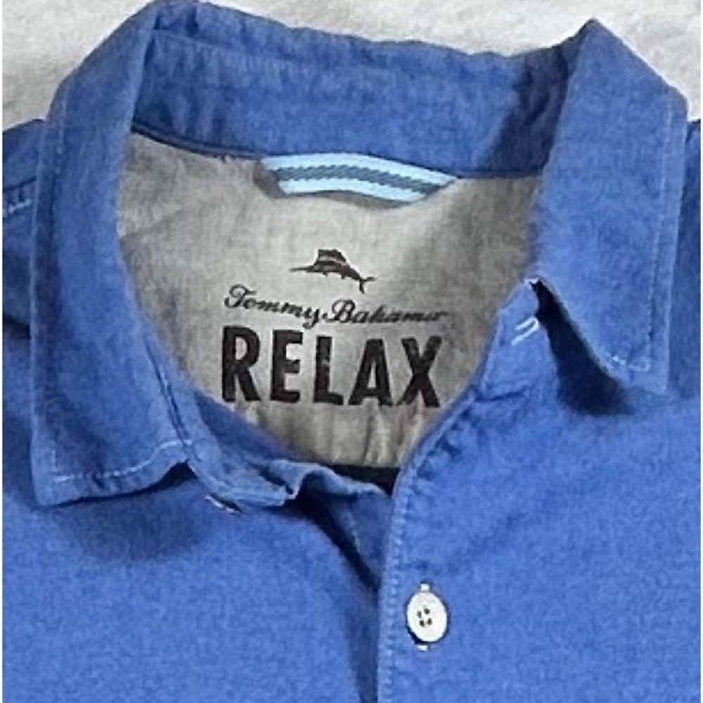 Tommy Bahama Relax Mens Blue Long Sleeve Button Down Shirt Dual Pocket XL